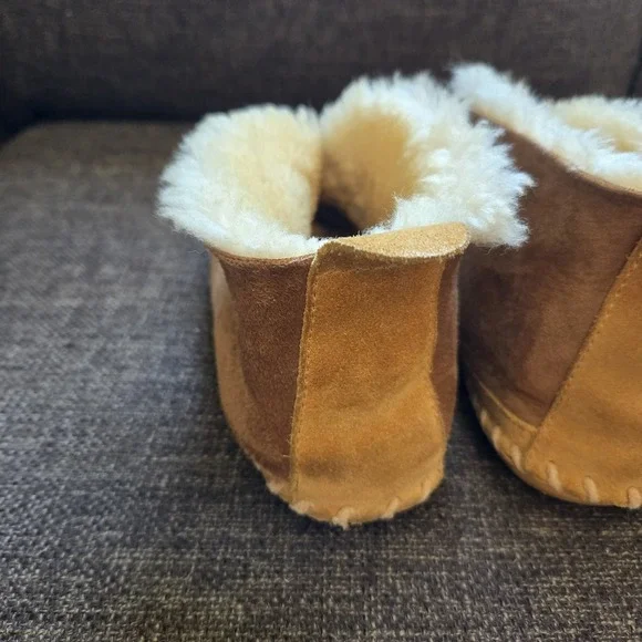 LL Bean Wicked Good Brown Suede Sheepskin Shearling Slippers Women's 8 *READ* - Picture 6 of 11